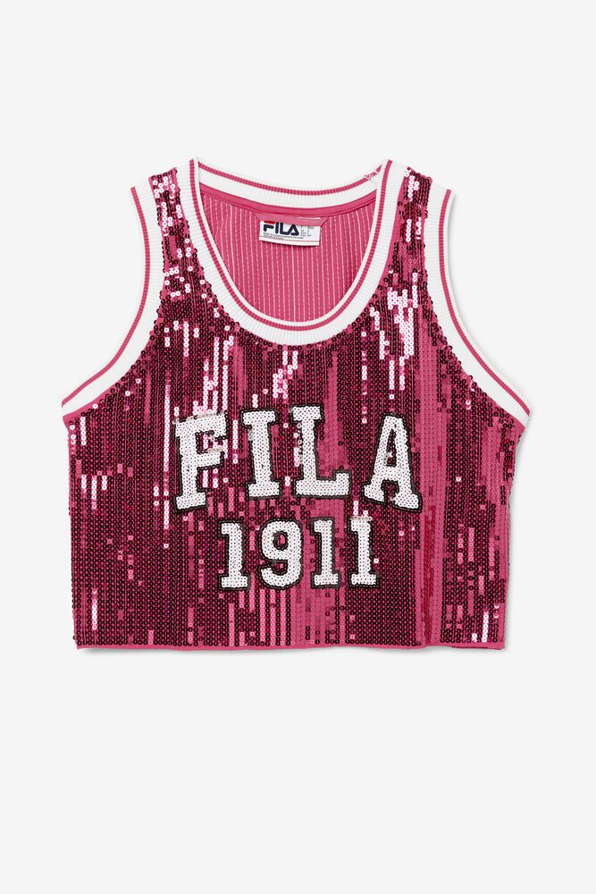 Fila Tank Top Womens Pink - Kiki Glam Crop Jersey - Philippines 8134267-CM